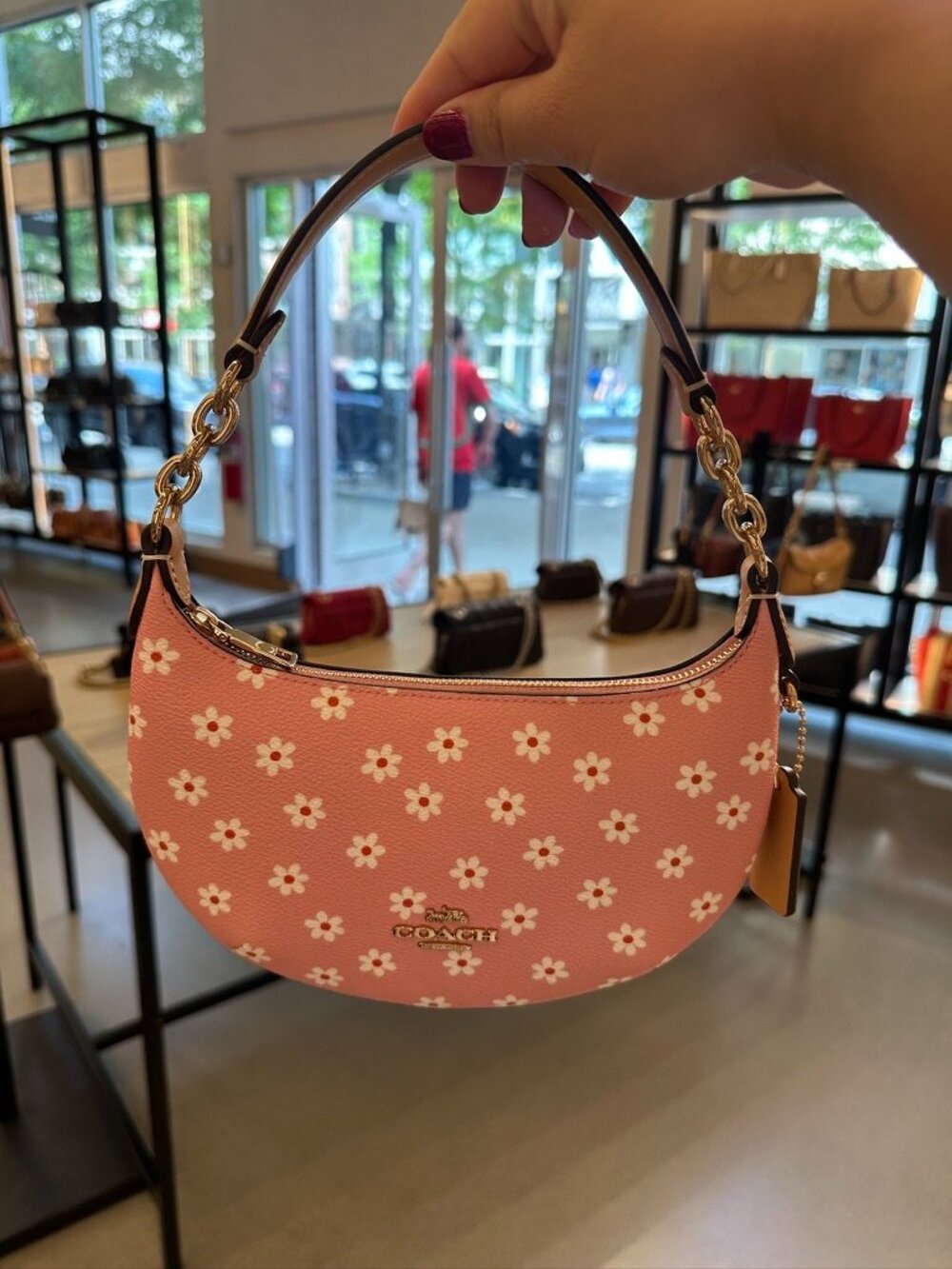 NWT! Coach CFD05 Mini Payton Shoulder Bag With Floral Print In Gold/Pink Multi